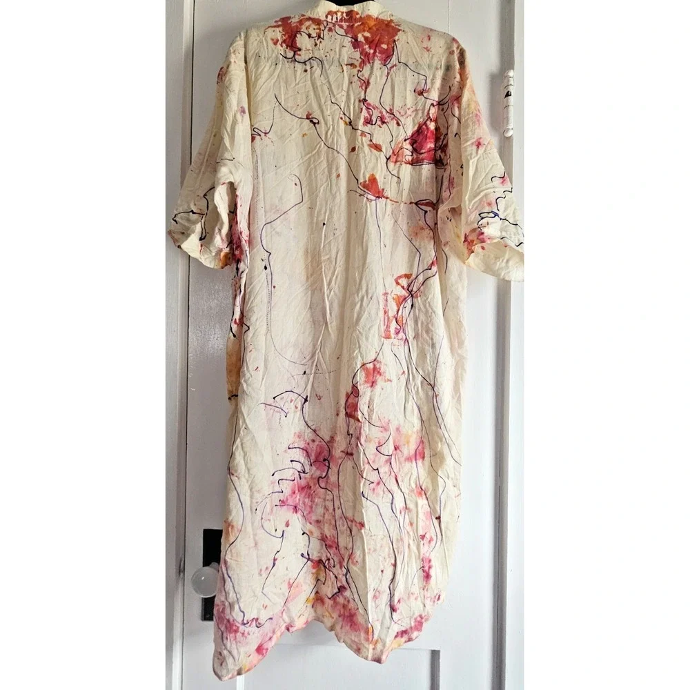 n.michautouchkine creations Pacific painted original shirt dress O/S - Picture 2 of 7